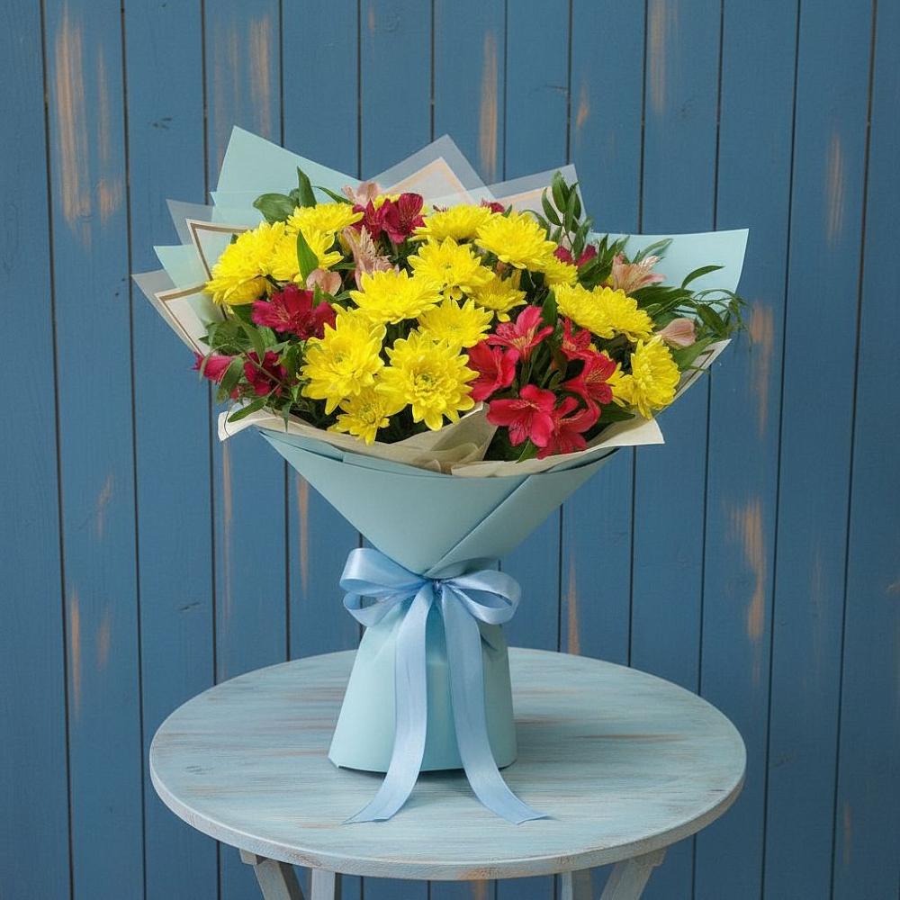 Букет цветов из: Альстромерии и Хризантемы в Ахтубинске