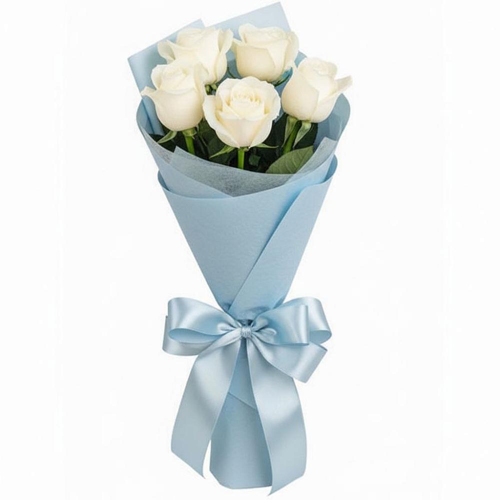 Букет 5 Белых роз Проуд в Ахтубинске